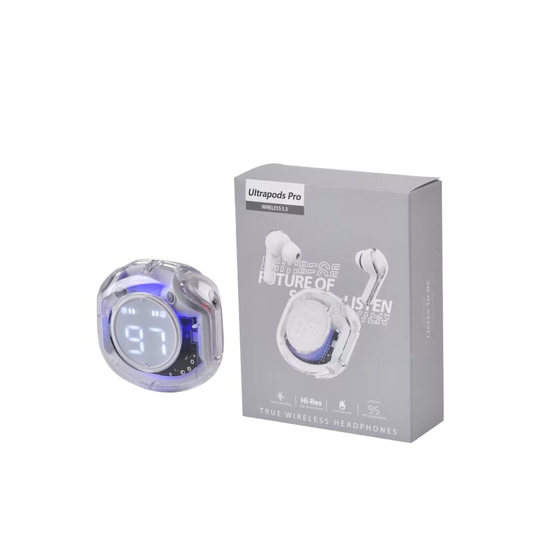 Livmore TWS Wireless Earbuds with Display - White