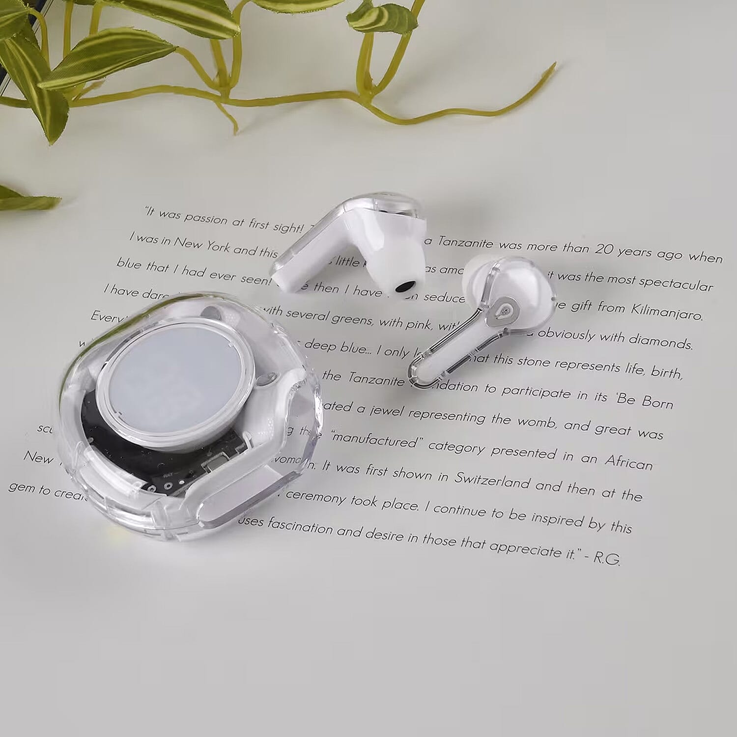 Livmore TWS Wireless Earbuds with Display - White