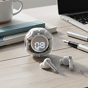 Livmore TWS Wireless Earbuds with Display - White