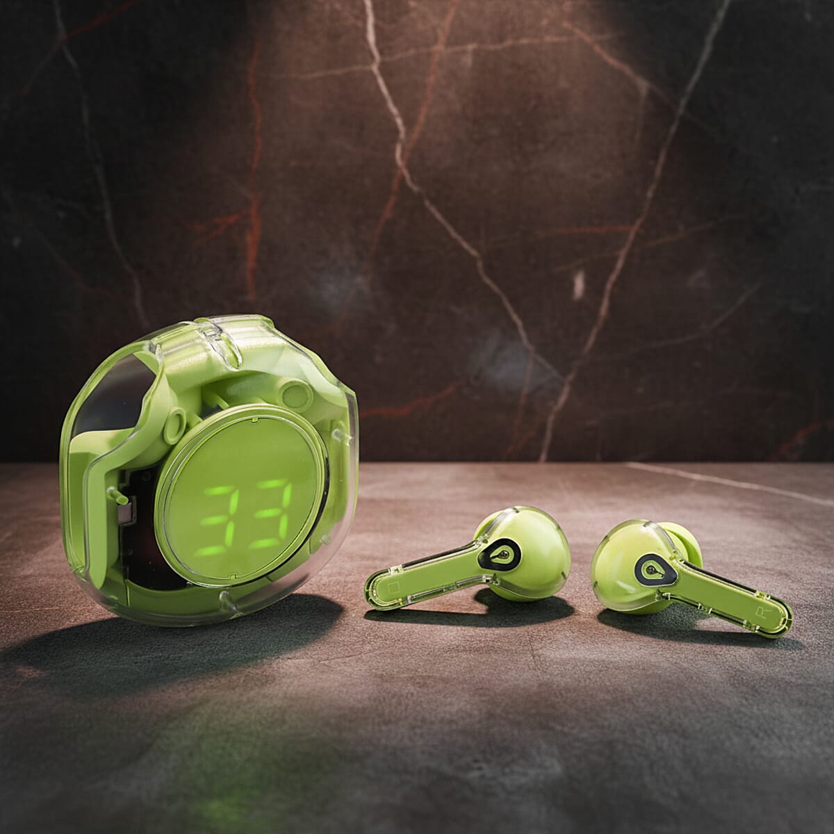 Livmore TWS Wireless Earbuds with Display - Green image number 1