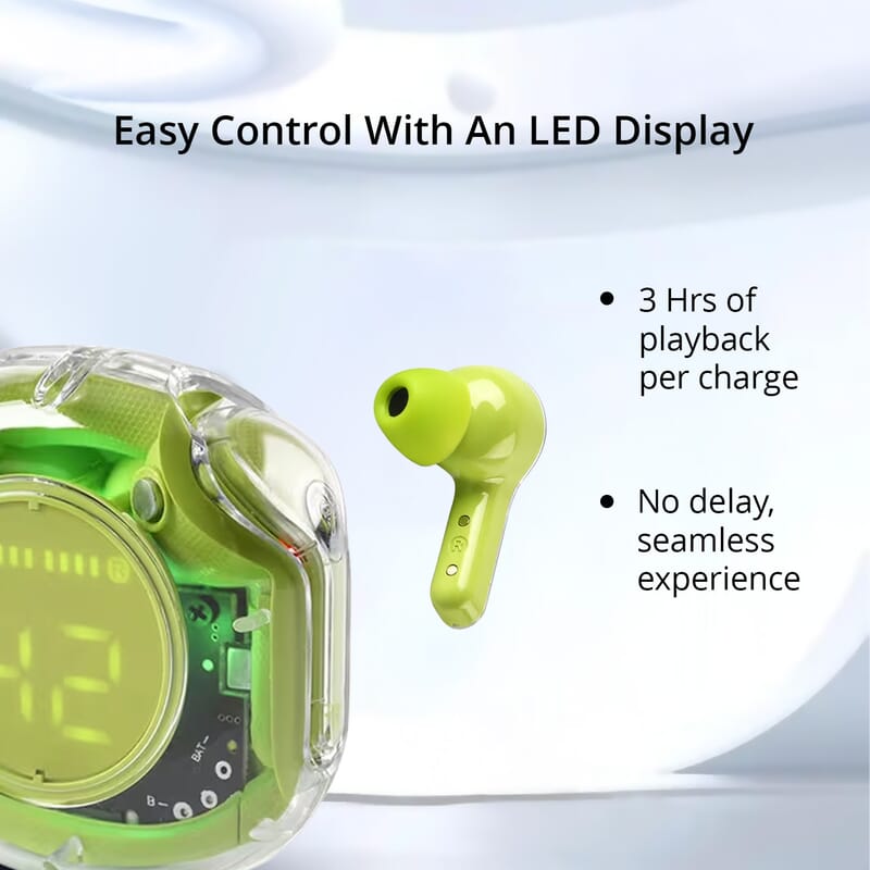 Livmore TWS Wireless Earbuds with Display - Green