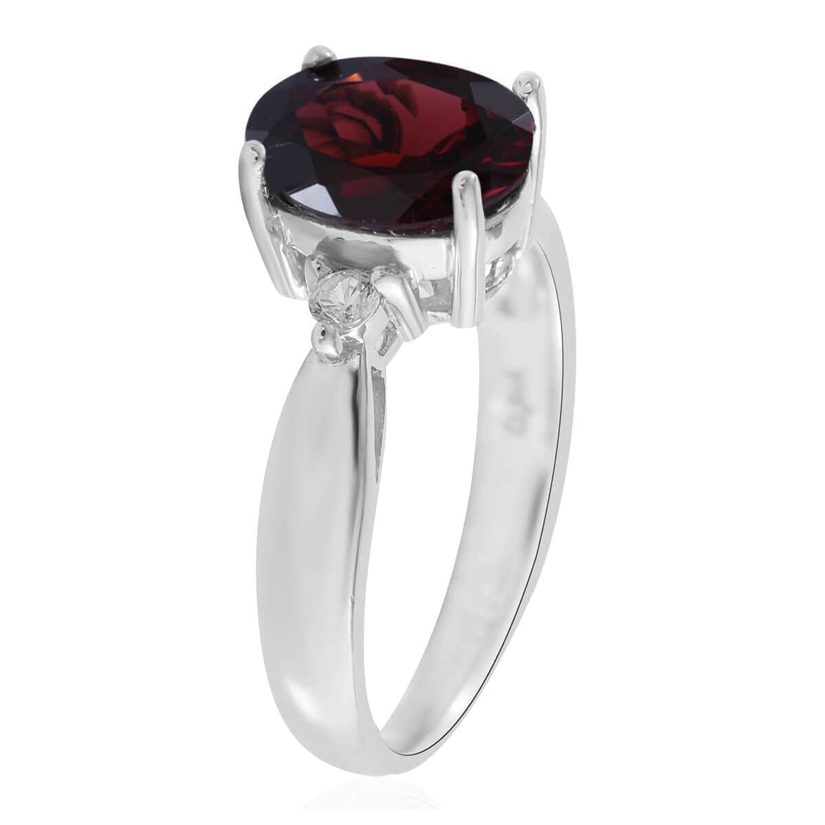 Mozambique Garnet and White Zircon 2.40 ctw Ring in Rhodium Over Sterling Silver (Size 7.0) image number 2