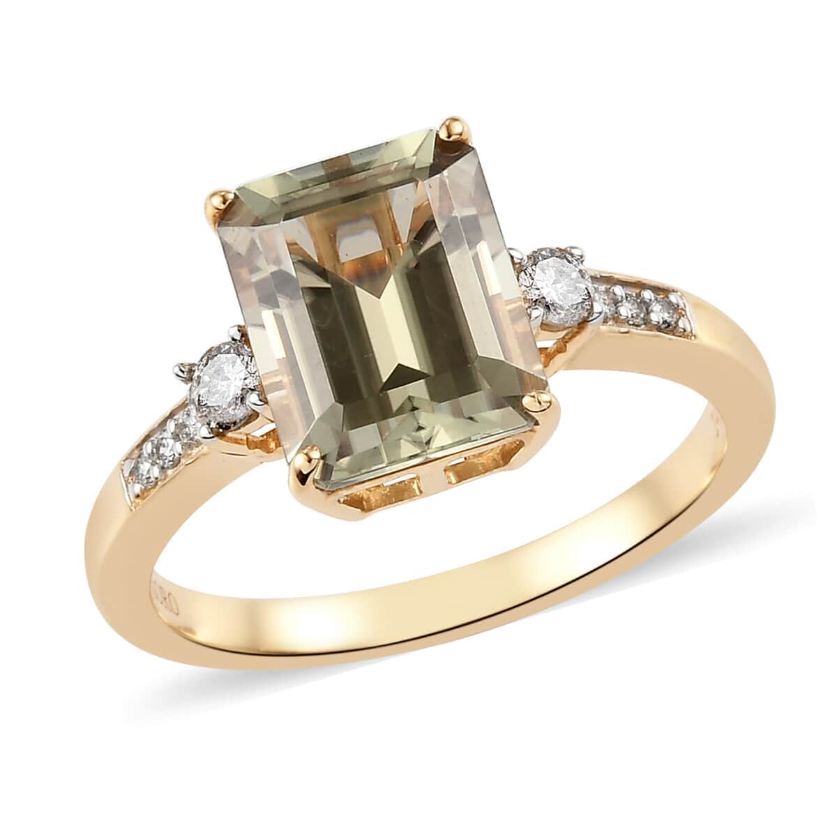 Luxoro 14K Yellow Gold Premium AA Turkizite and G-H I2 Diamond Ring (Size 8.0) 4.20 ctw image number 0