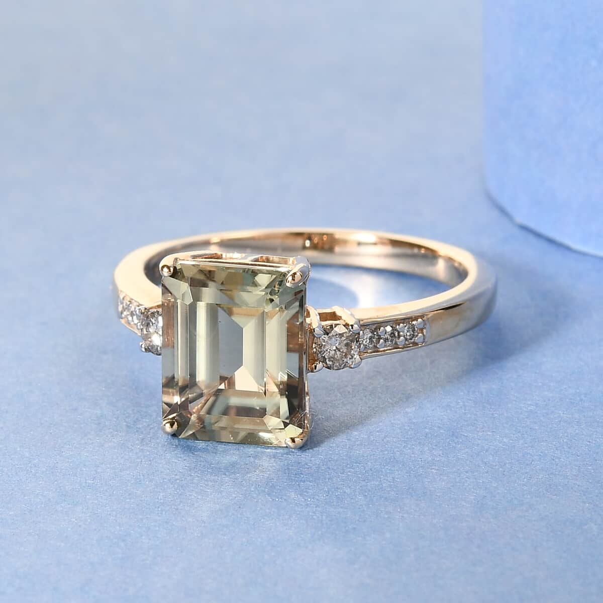 Luxoro 14K Yellow Gold Premium AA Turkizite and G-H I2 Diamond Ring (Size 8.0) 4.20 ctw image number 1