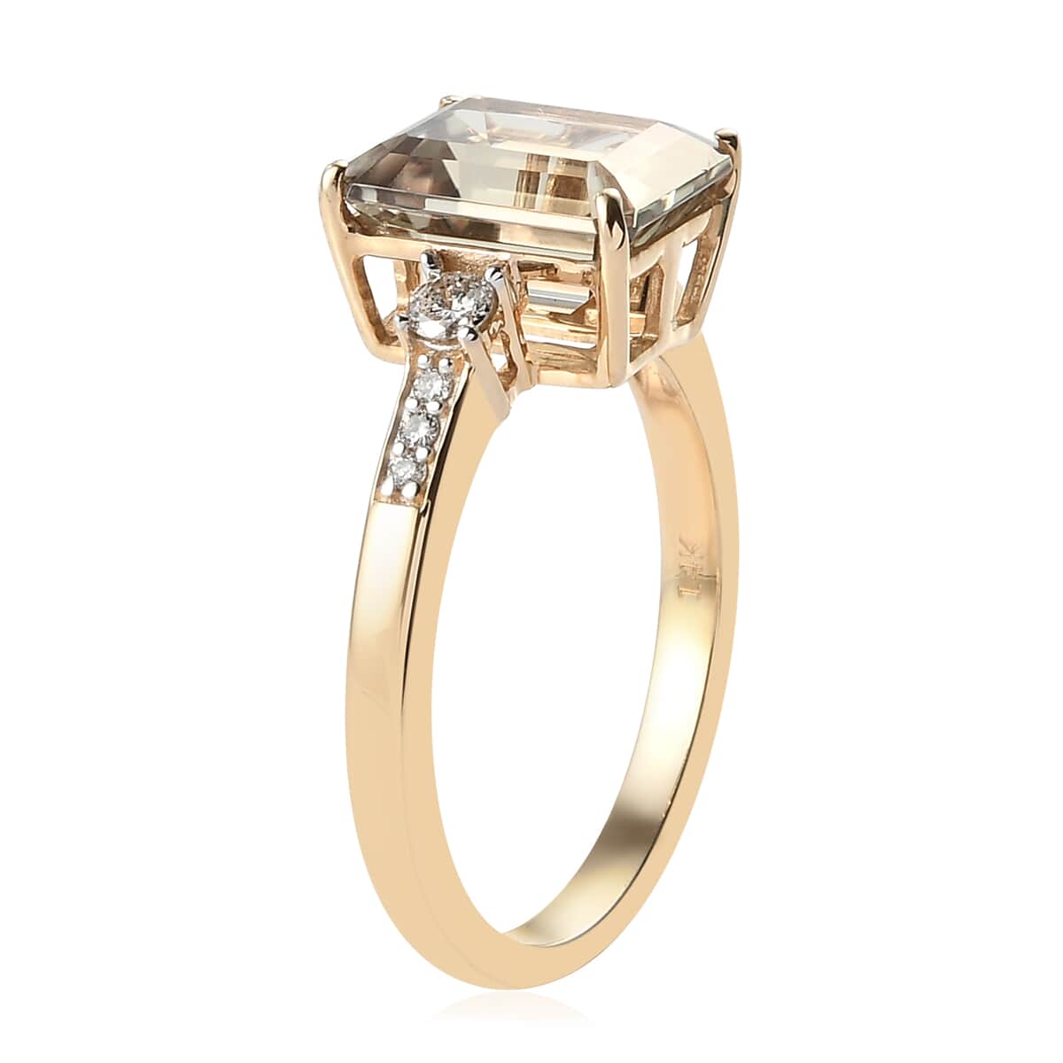 Luxoro 14K Yellow Gold Premium AA Turkizite and G-H I2 Diamond Ring (Size 8.0) 4.20 ctw image number 3