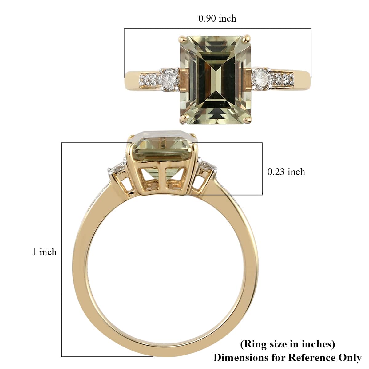 Luxoro 14K Yellow Gold Premium AA Turkizite and G-H I2 Diamond Ring (Size 8.0) 4.20 ctw image number 5