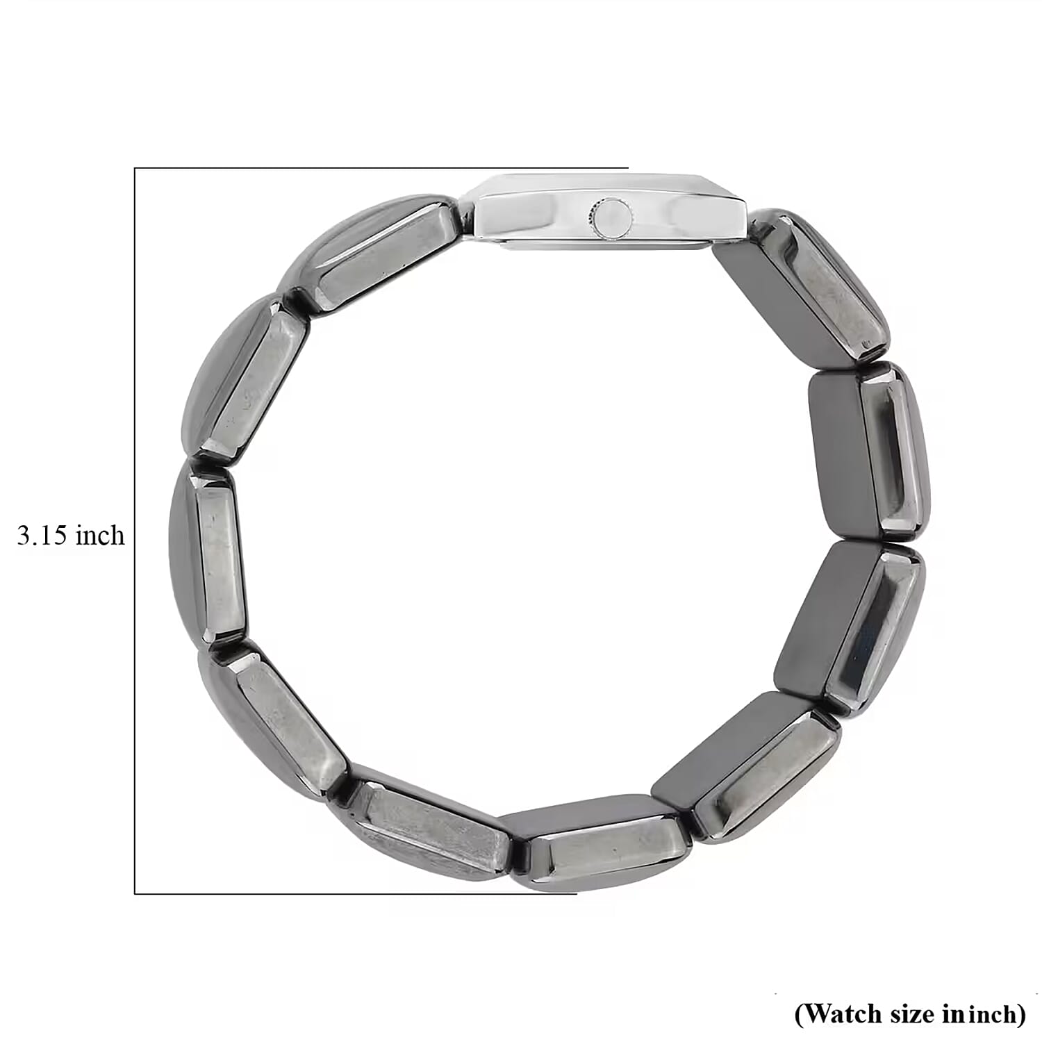 Terahertz 30x20mm Block Japanese Movement Stretch Bracelet Watch 430.00 ctw