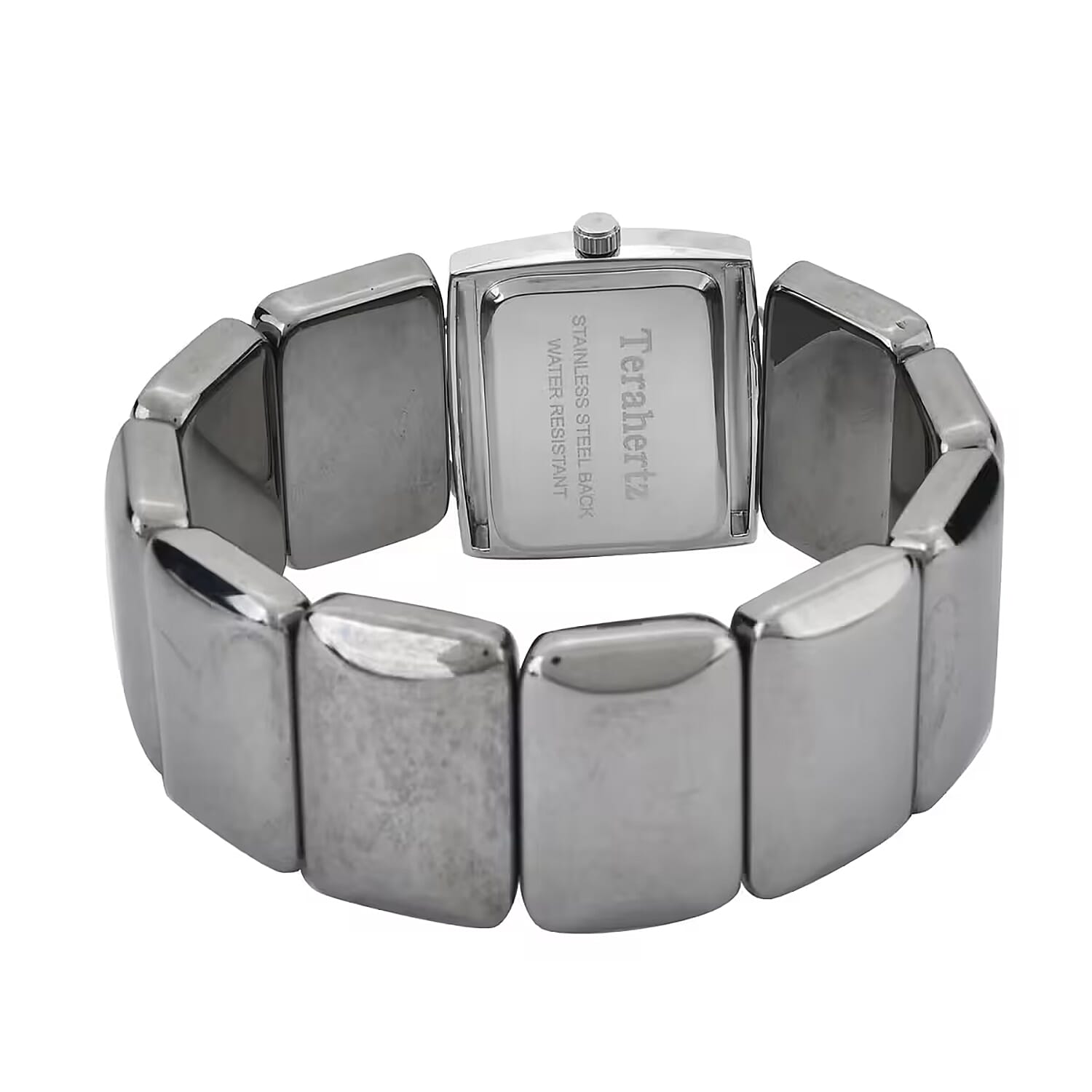 Terahertz 30x20mm Block Japanese Movement Stretch Bracelet Watch 430.00 ctw