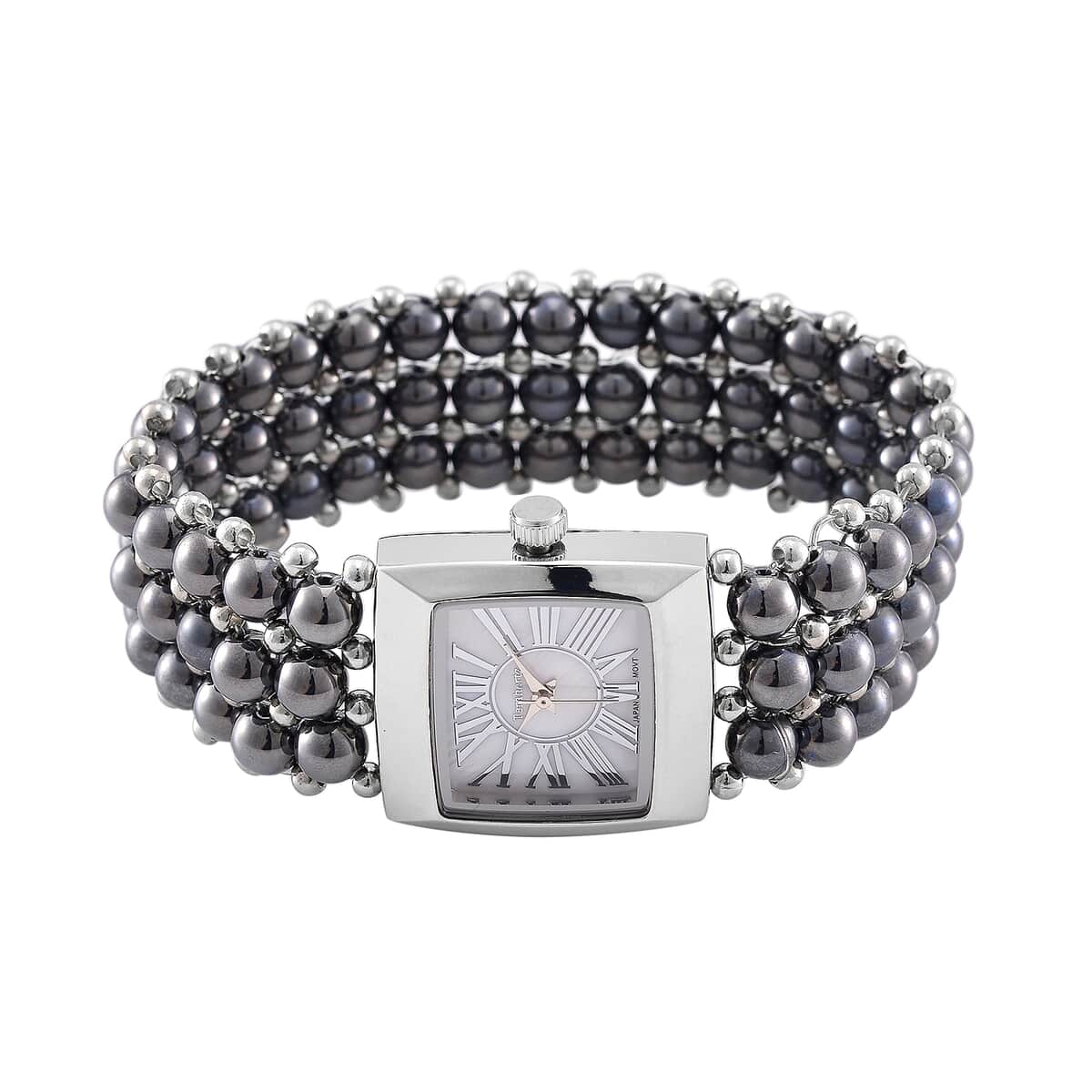 Terahertz 285.00 ctw Japanese Movement Beaded Stretch Bracelet Watch with MOP Dial (26x26mm) image number 0