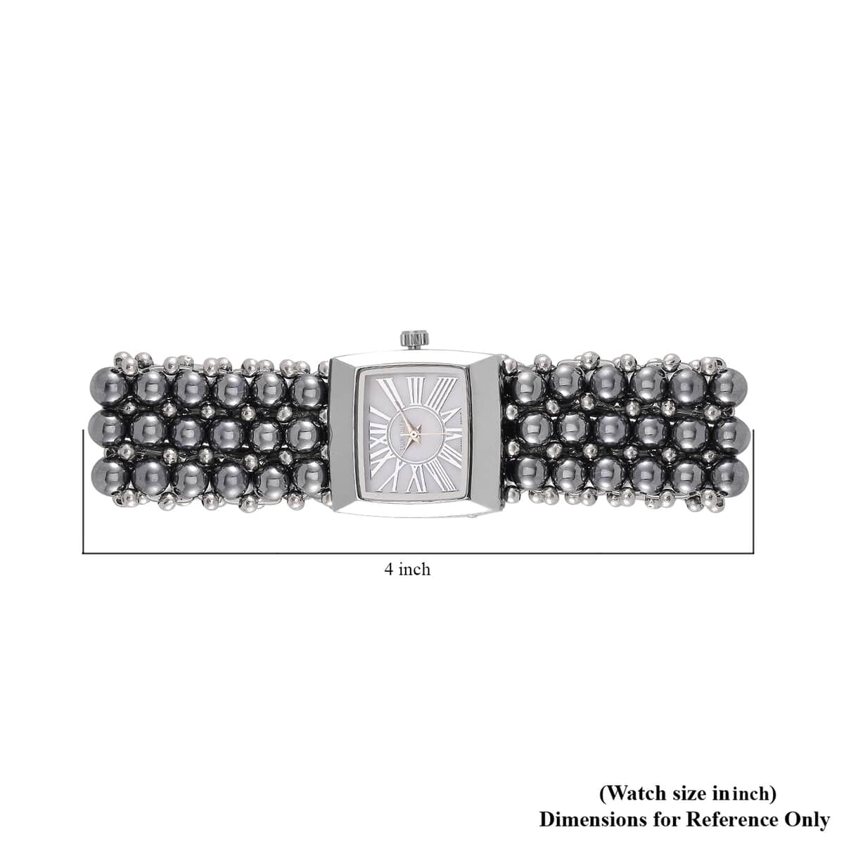 Terahertz 285.00 ctw Japanese Movement Beaded Stretch Bracelet Watch with MOP Dial (26x26mm) image number 4