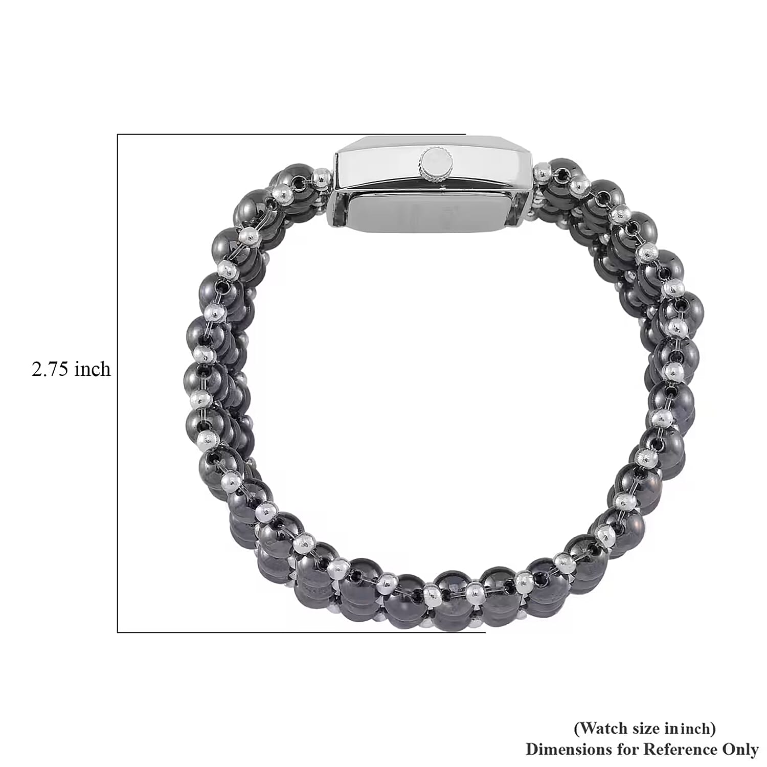 Terahertz 285.00 ctw Japanese Movement Beaded Stretch Bracelet Watch with MOP Dial (26x26mm) (6.75-8.0 Inches)