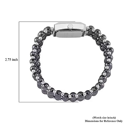 Terahertz 285.00 ctw Japanese Movement Beaded Stretch Bracelet Watch with MOP Dial (26x26mm) (6.75-8.0 Inches)