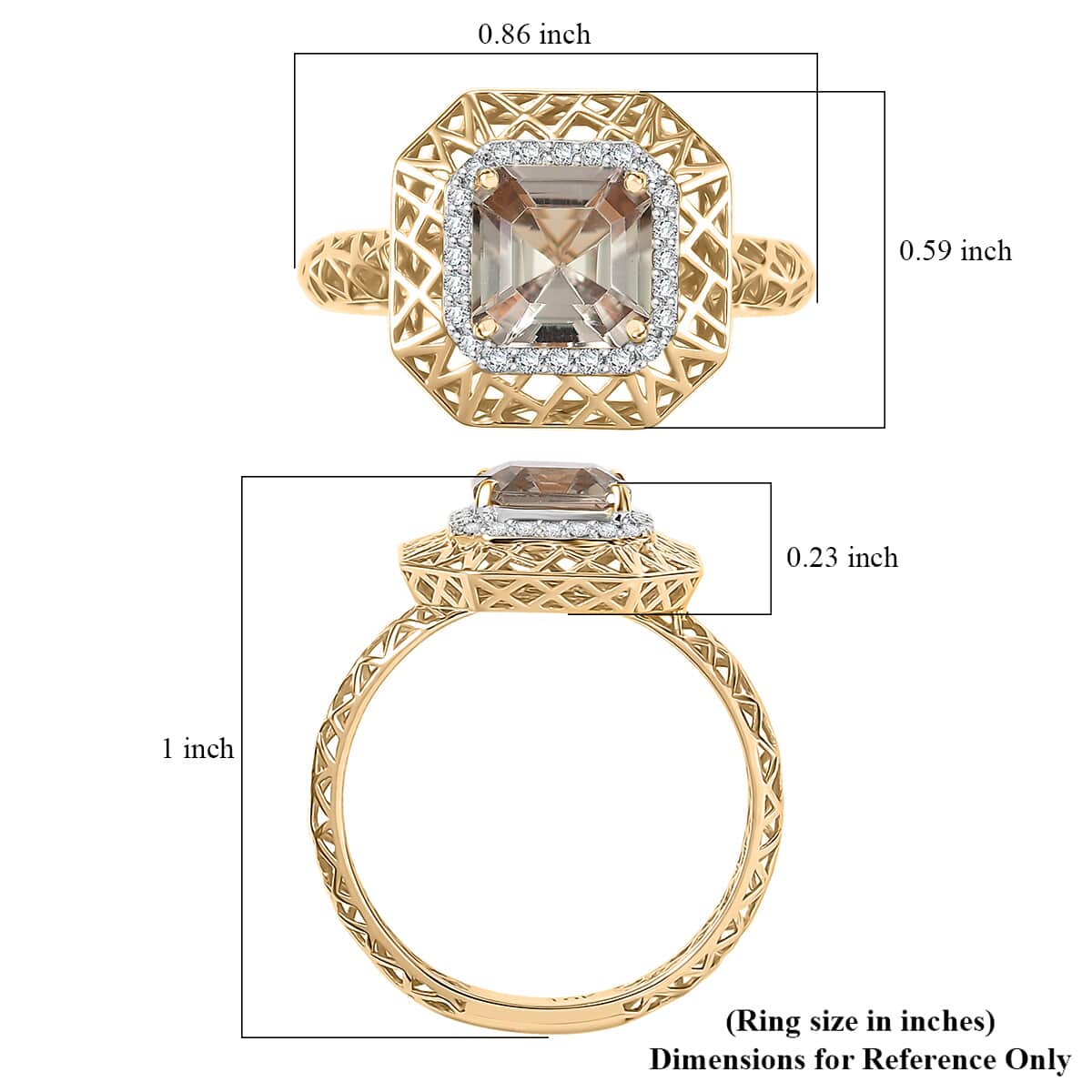 Mirage Collection AAA Turkizite and G-H I2 Diamond 2.00 ctw Art and Deco Ring in 10K Yellow Gold (Size 6.0) image number 5