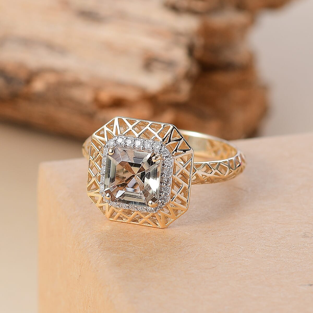 10K Yellow Gold AAA Turkizite, Diamond (G-H, I2) Ring (Size 8.0) 2.00 ctw image number 1