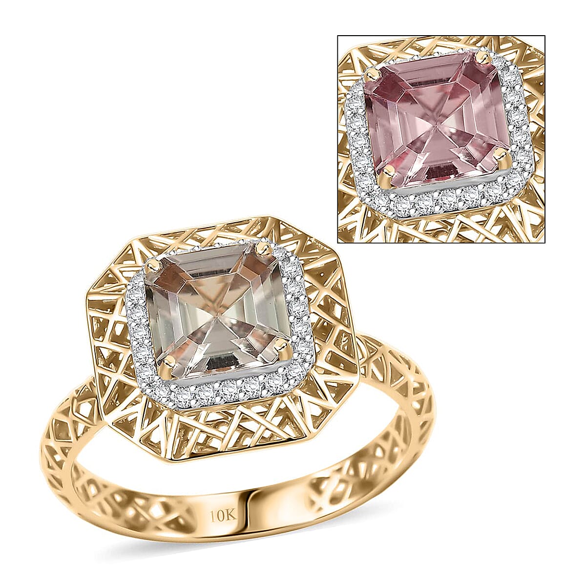 10K Yellow Gold AAA Turkizite, Diamond (G-H, I2) Ring (Size 8.0) 2.00 ctw