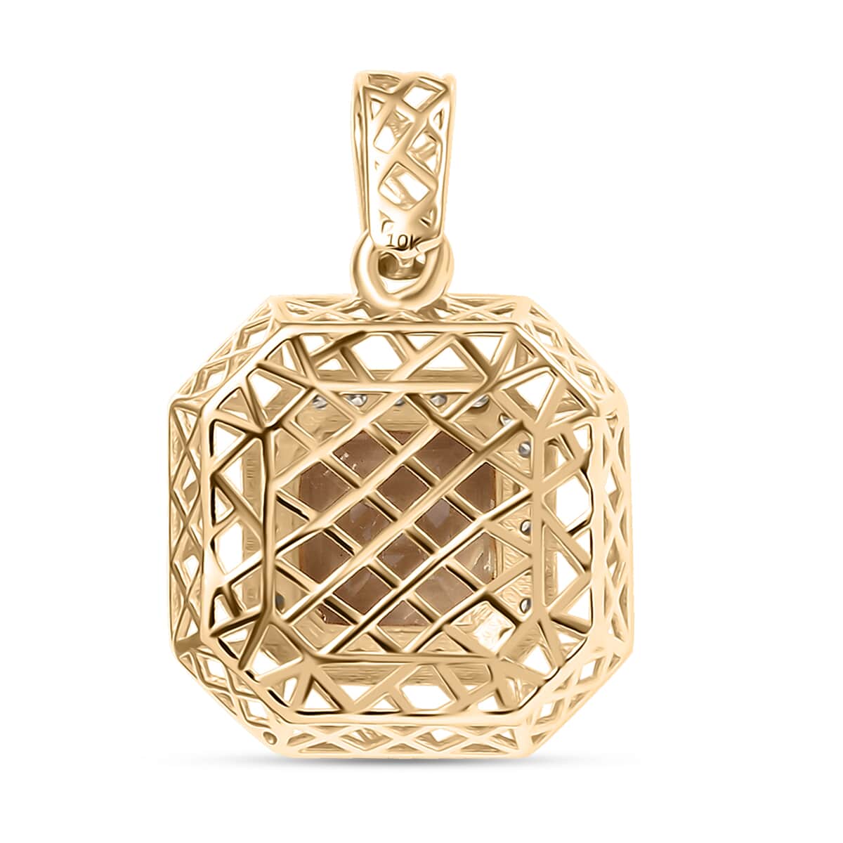 Mirage Collection AAA Turkizite and G-H I2 Diamond 2.15 ctw Art and Deco Pendant in 10K Yellow Gold image number 4