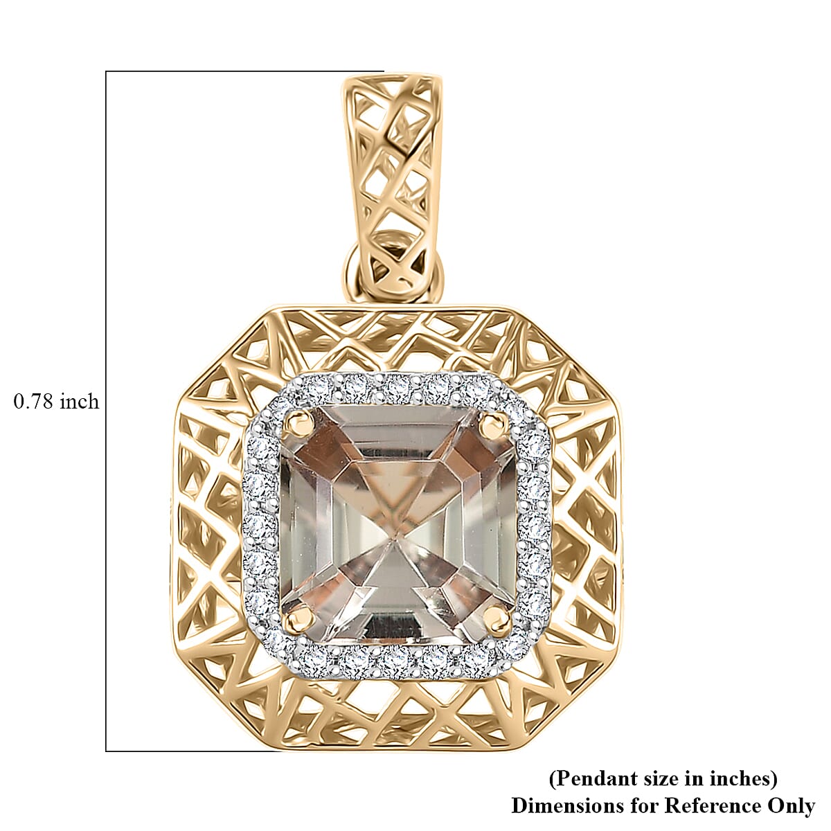 Mirage Collection AAA Turkizite and G-H I2 Diamond 2.15 ctw Art and Deco Pendant in 10K Yellow Gold