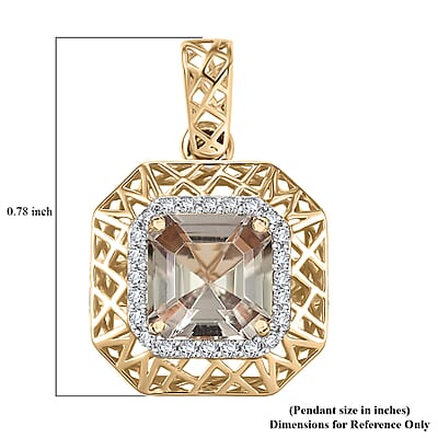 Mirage Collection AAA Turkizite and G-H I2 Diamond 2.15 ctw Art and Deco Pendant in 10K Yellow Gold