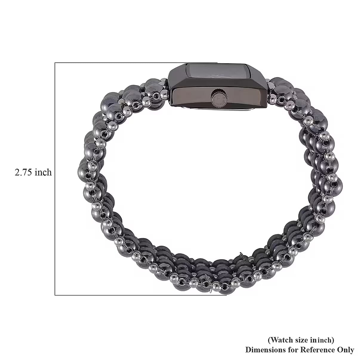 Terahertz 285.00 ctw Japanese Movement Beaded Stretch Bracelet Watch with Abalone Shell Dial (26x26mm) (6.75-8.0 Inches) image number 6