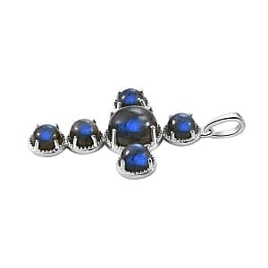 Labradorite Cross 9.05 ctw Pendant in Platinum Over Sterling Silver