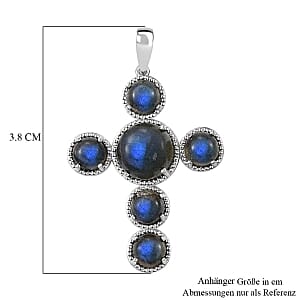 Labradorite Cross 9.05 ctw Pendant in Platinum Over Sterling Silver