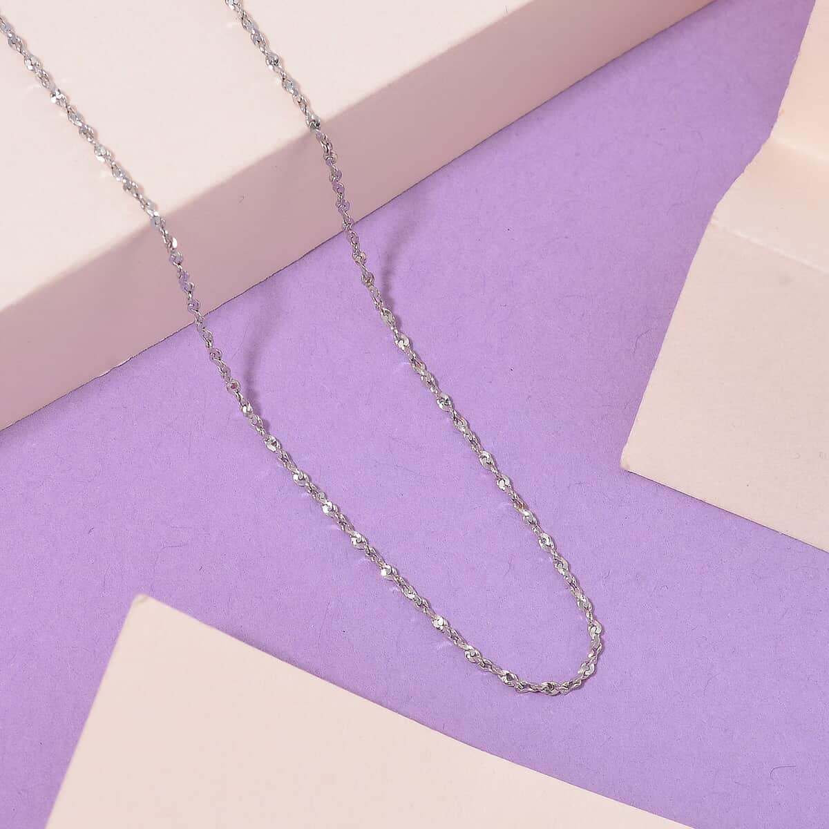 0.9mm Fancy Chain in Rhodium Over Sterling Silver 1.52 Grams 18 Inches image number 1