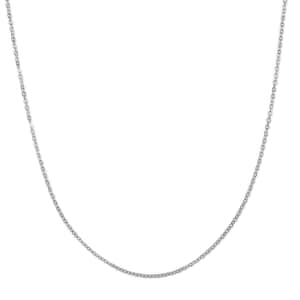 Rhodium Over Sterling Silver Cable Chain 18 Inches 1.29 Grams