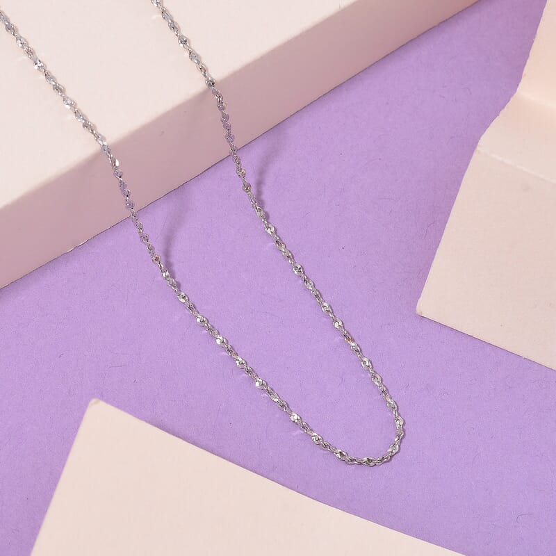 Fancy Chain in Rhodium Over Sterling Silver 1.35 Grams 18 Inches