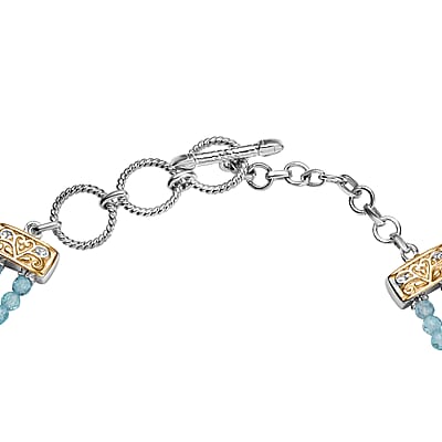 Premium Ethiopian Welo Opal and Paraiba Apatite 18.90 ctw Celestial Garden Bracelet in 18K Vermeil YG and Rhodium Over Sterling Silver (6.50 In)