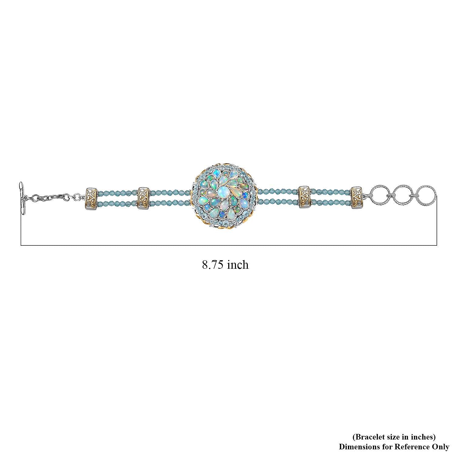 Premium Ethiopian Welo Opal and Paraiba Apatite 18.90 ctw Celestial Garden Bracelet in 18K Vermeil YG and Rhodium Over Sterling Silver (6.50 In)