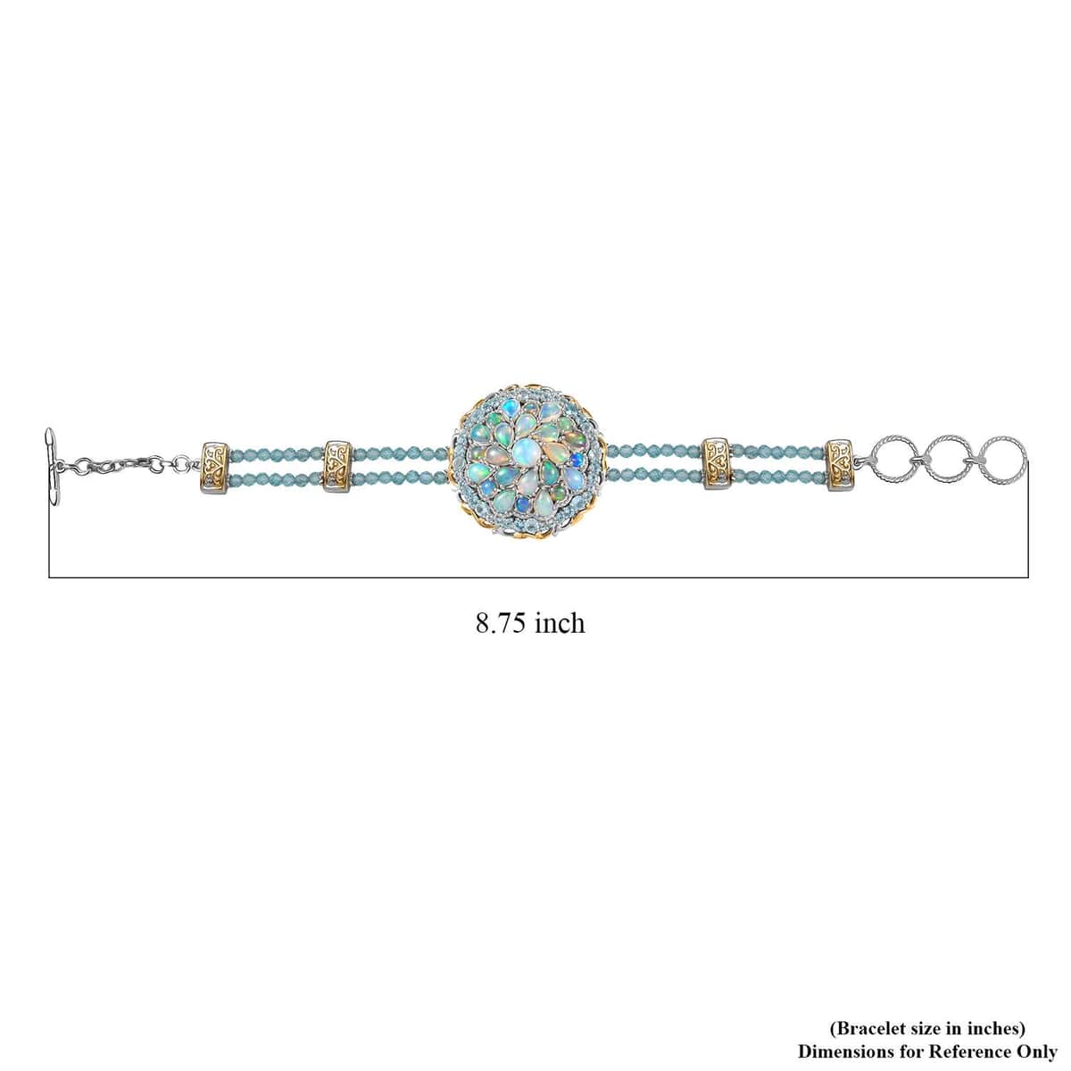 Premium Ethiopian Welo Opal and Paraiba Apatite 18.90 ctw Celestial Garden Bracelet in 18K Vermeil YG and Rhodium Over Sterling Silver (6.50 In) image number 5