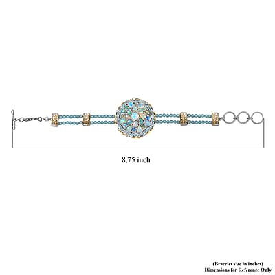 Premium Ethiopian Welo Opal and Paraiba Apatite 18.90 ctw Celestial Garden Bracelet in 18K Vermeil YG and Rhodium Over Sterling Silver (6.50 In)