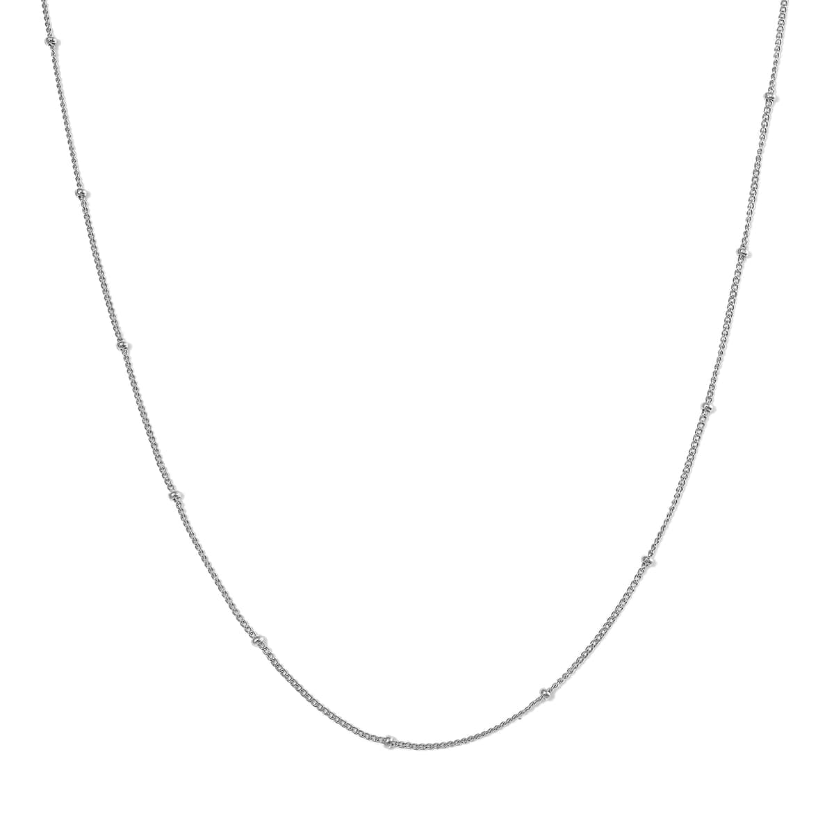 Station Chain in Rhodium Over Sterling Silver 1.93 Grams 20 Inches image number 0