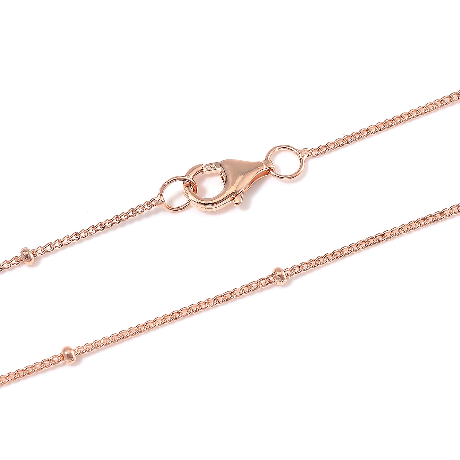 Station Chain in 14K Rose Gold Over Sterling Silver 20 Inches 1.97 Grams