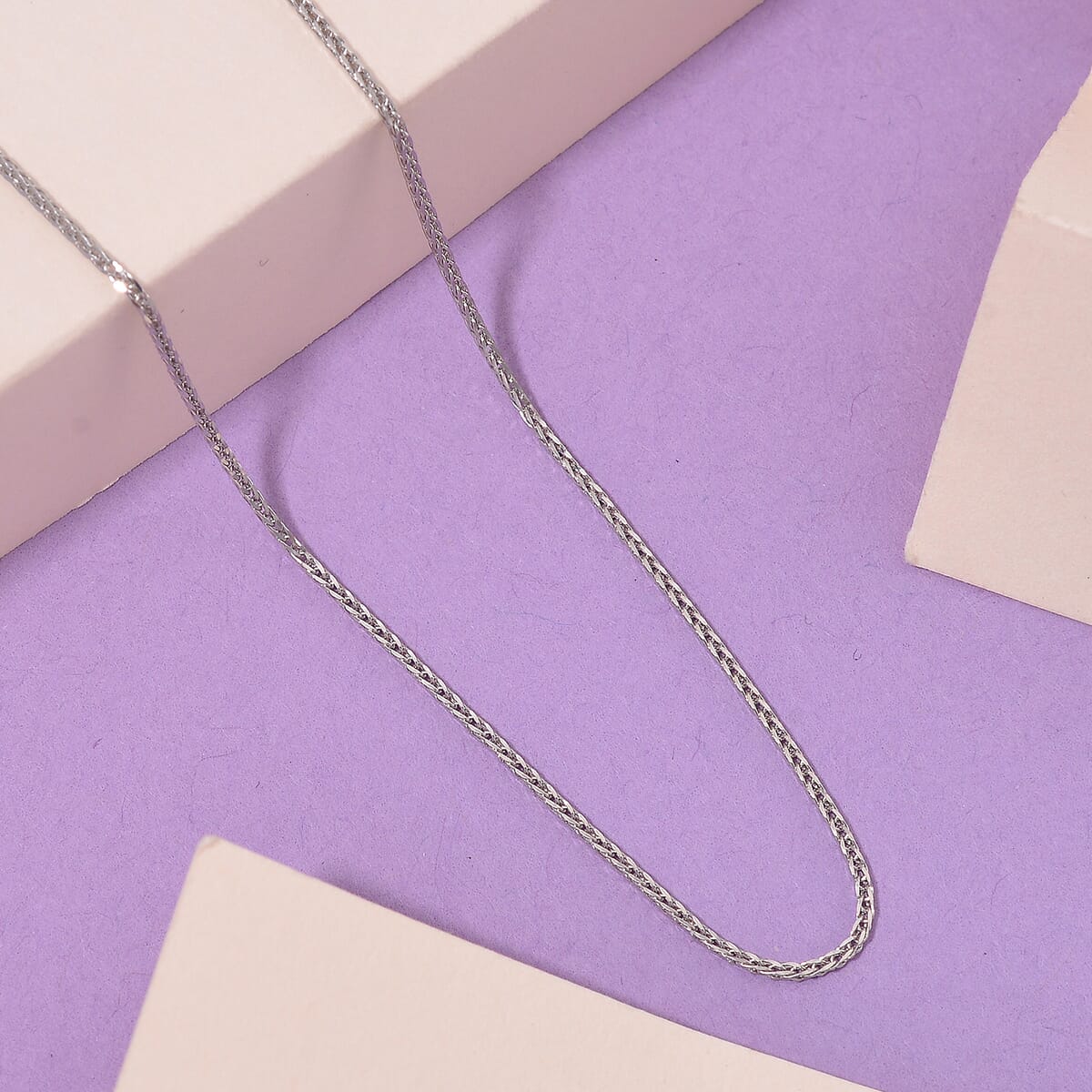Wheat Chain in Rhodium Over Sterling Silver 1.60 Grams 20 Inches image number 1