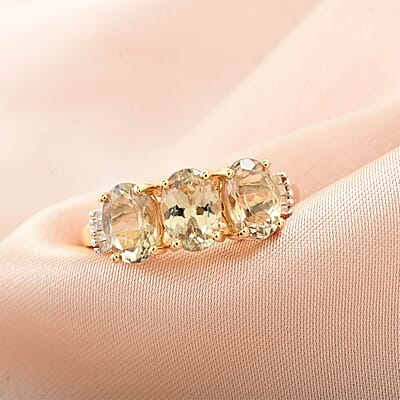 AAA Turkizite and Diamond 2.70 ctw Ring in 14K Yellow Gold (Size 11.0)
