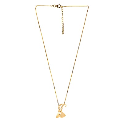 Freshwater Pearl and Natural White Zircon Capricorn Zodiac Necklace 18 Inches in Vermeil Yellow Gold Over Sterling Silver 0.20 ctw
