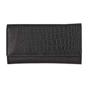 Union Code Black RFID Protected Genuine Leather Croco Embossed Wallet