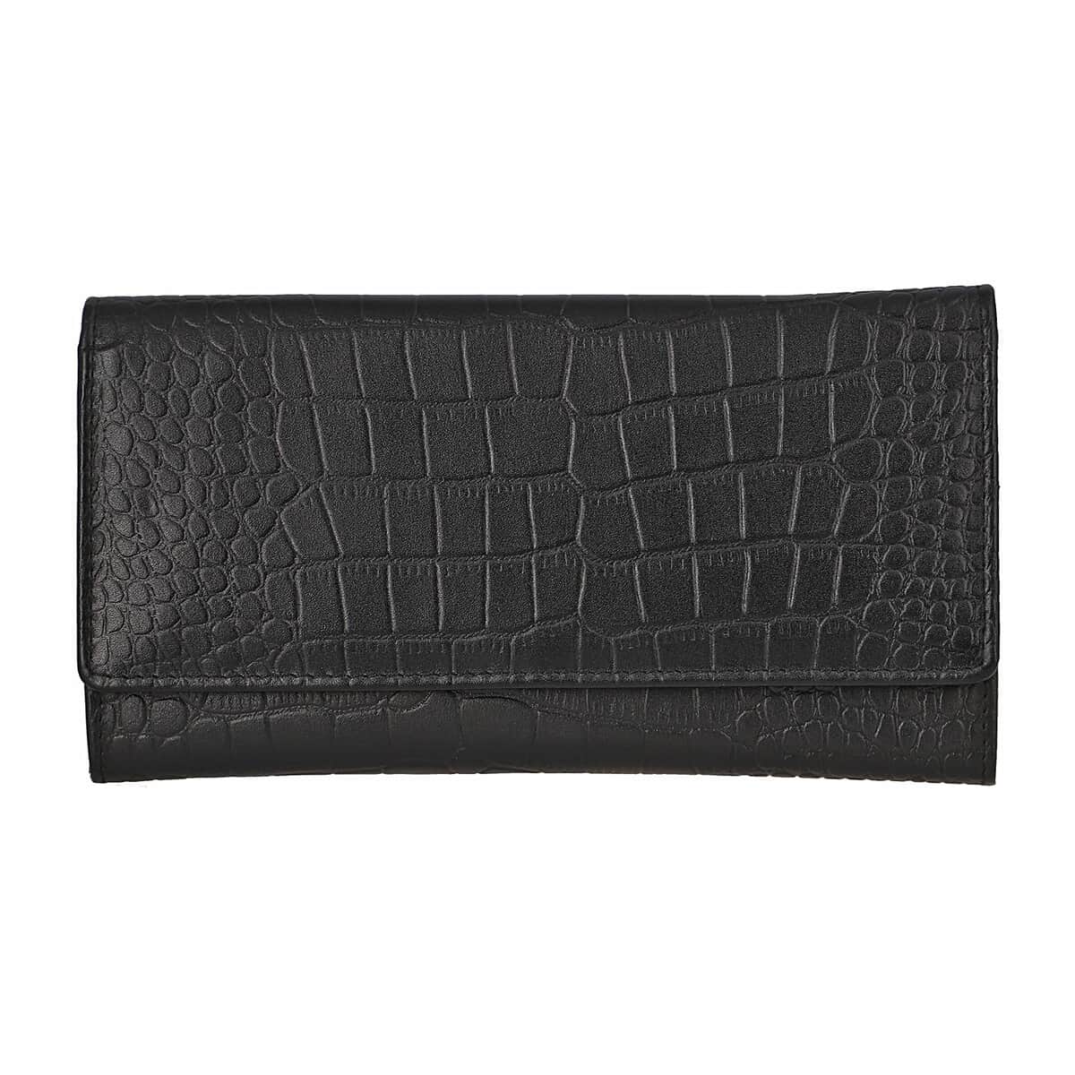 "100% Genuine Leather Wallet SIZE: 7.5(L)x4.5(W)x0.5(H) inches COLOR: Black" image number 0