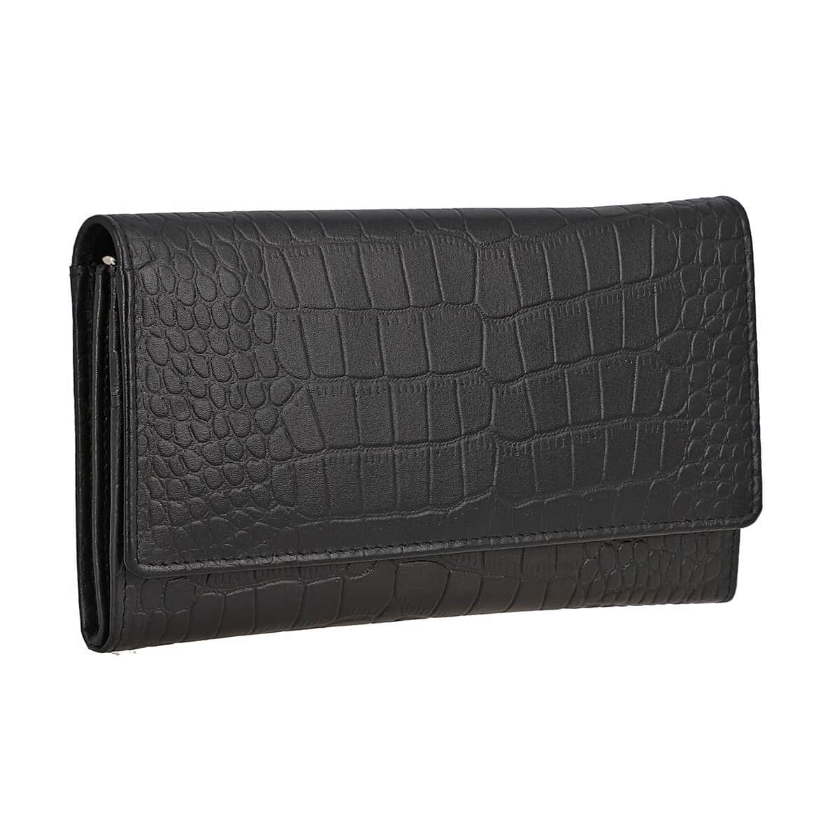 "100% Genuine Leather Wallet SIZE: 7.5(L)x4.5(W)x0.5(H) inches COLOR: Black" image number 2