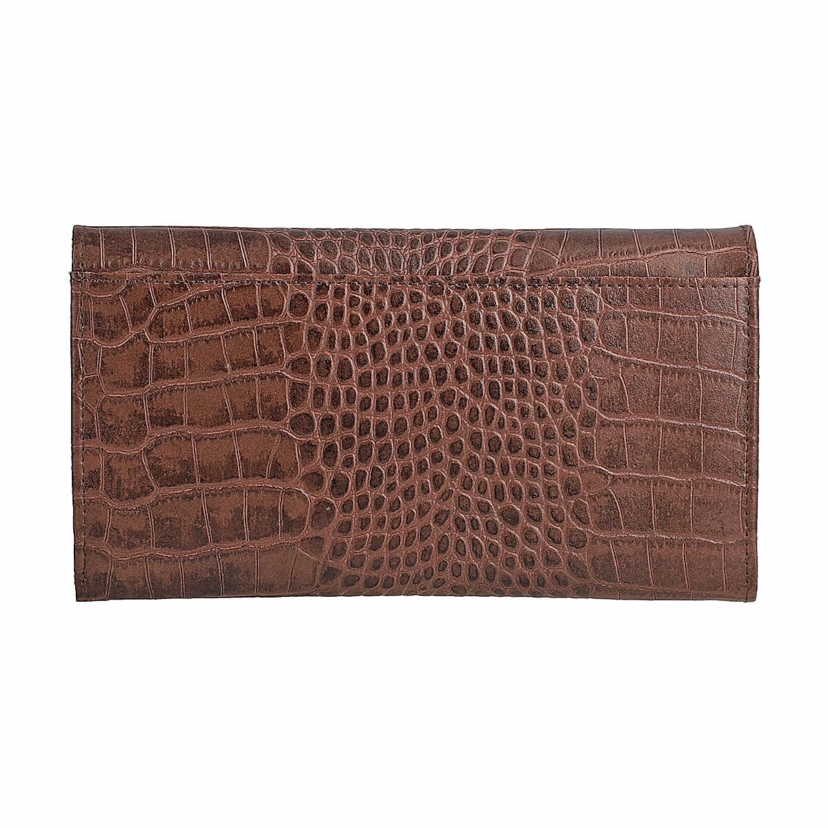 Union Code Brown RFID Protected Genuine Leather Croco Embossed Wallet image number 3