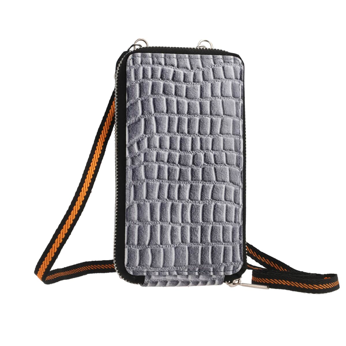 Gray Crocodile Embossed RFID Genuine Leather Crossbody Bag for Women with Wristlet Handle | Shoulder Purse | Crossbody Handbags | Designer Crossbody | Leather Handbags image number 0