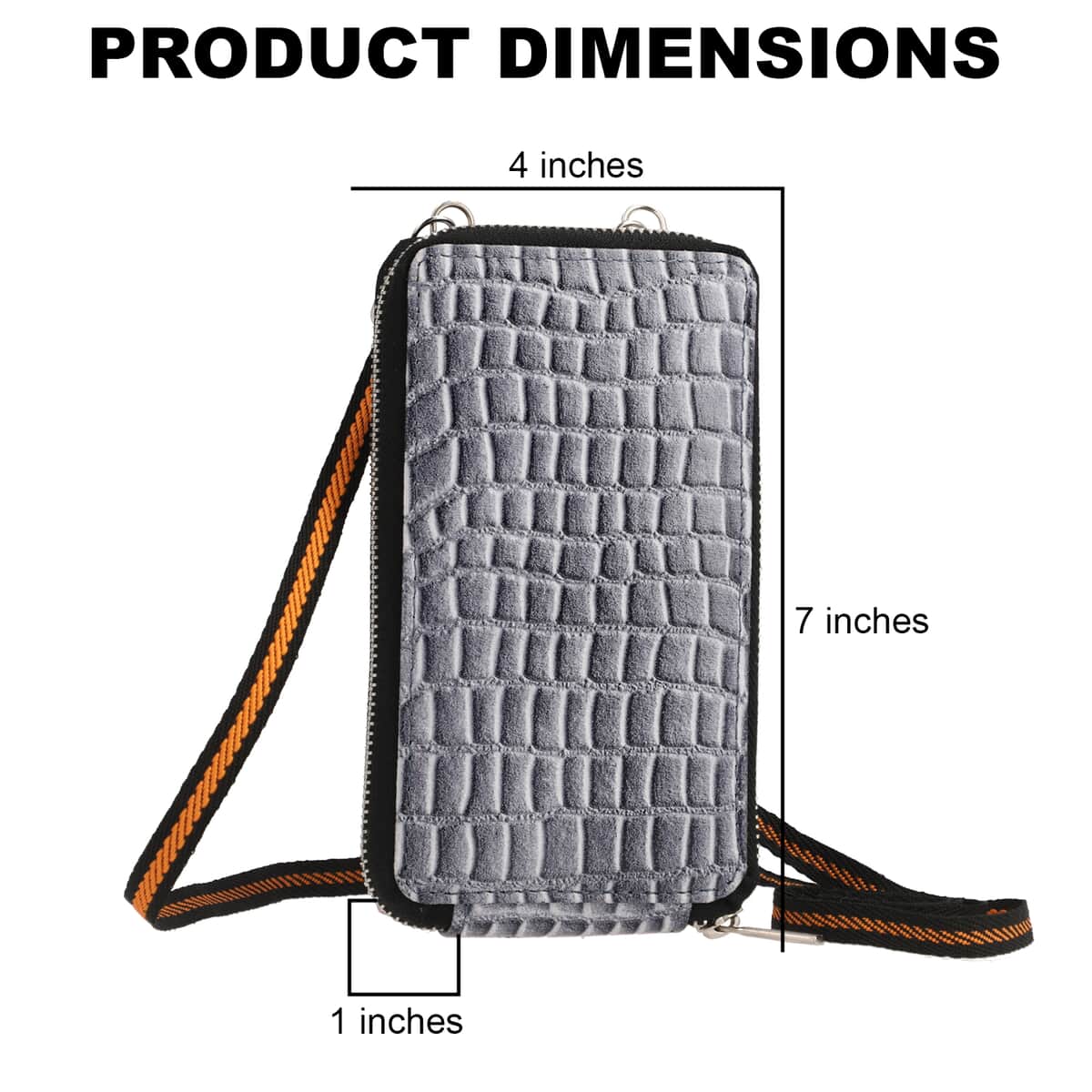 Gray Crocodile Embossed RFID Genuine Leather Crossbody Bag for Women with Wristlet Handle | Shoulder Purse | Crossbody Handbags | Designer Crossbody | Leather Handbags image number 4