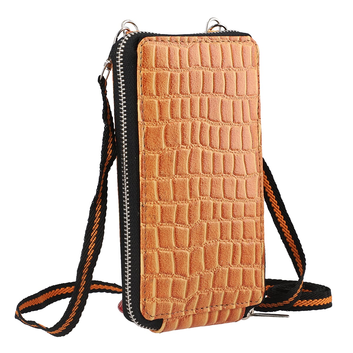 Buy Tan Crocodile Embossed RFID Genuine Leather Crossbody Bag for