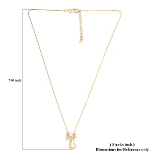 Freshwater Pearl and Natural White Zircon Scorpio Zodiac Necklace 18 Inches in Vermeil Yellow Gold Over Sterling Silver 0.20 ctw