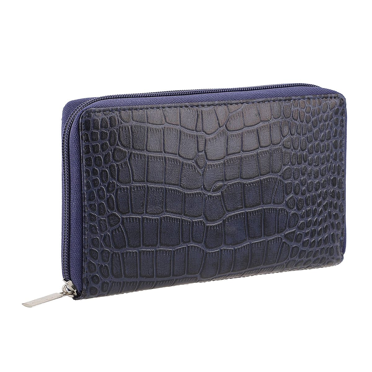 Union Code Navy Genuine Leather Croco Embossed RFID Wallet image number 2