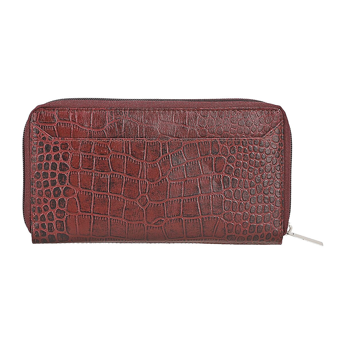 Union Code Wine Genuine Leather Croco Embossed RFID Wallet image number 3