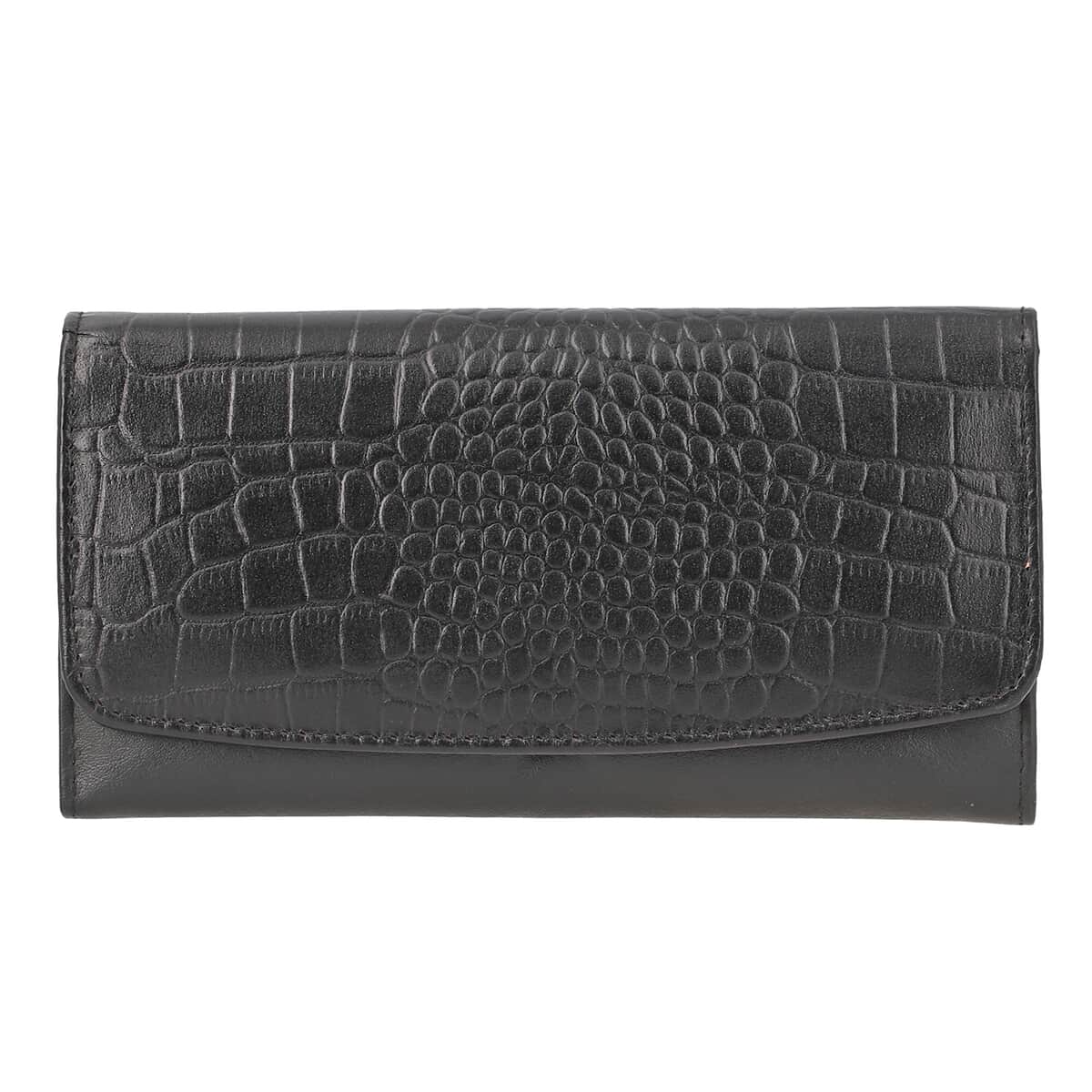 Union Code Black Croc Embossed Genuine Leather Wallet image number 0