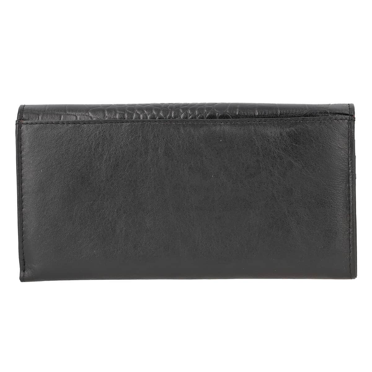 Union Code Black Croc Embossed Genuine Leather Wallet image number 6