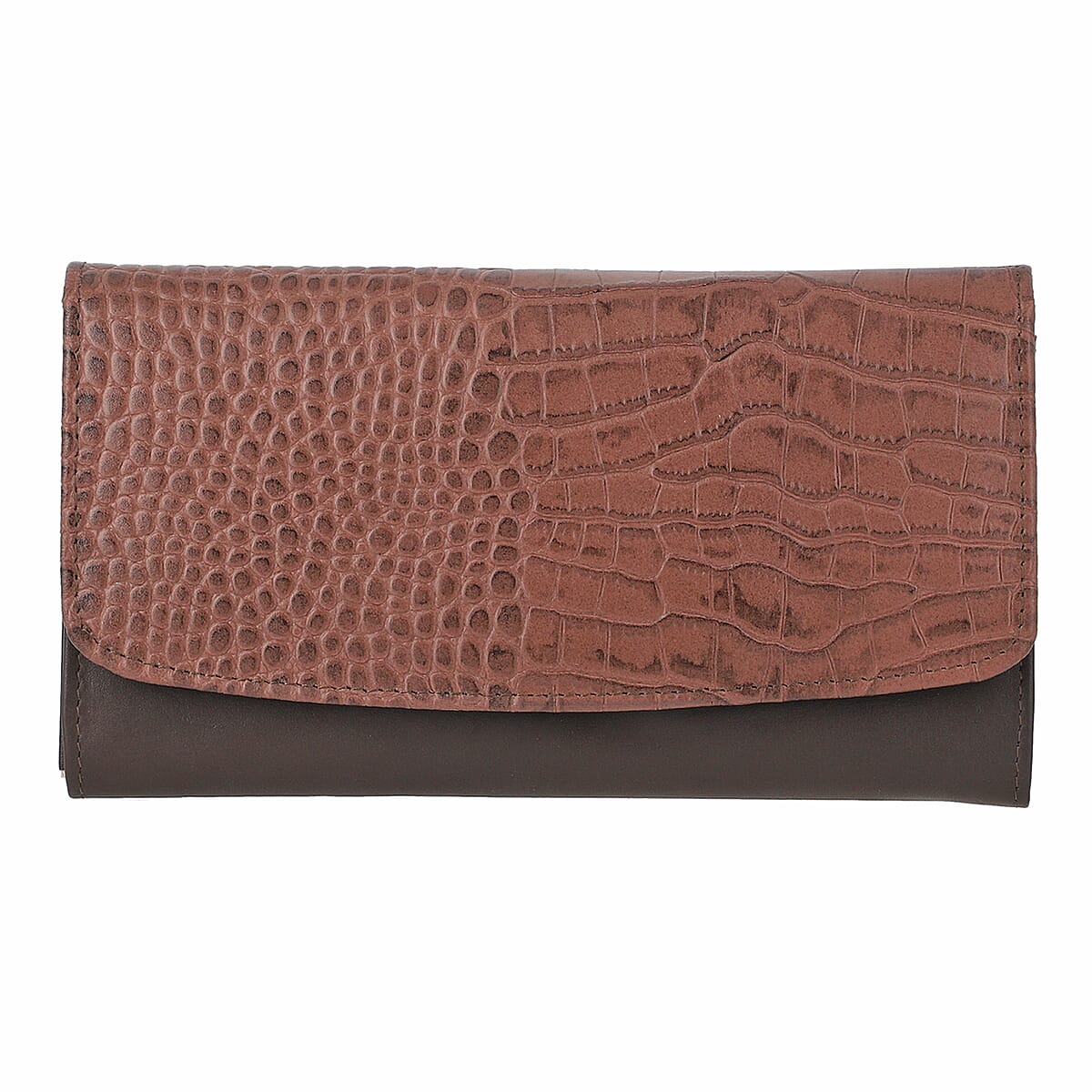 Union Code Brown Croc Embossed Genuine Leather Wallet image number 0